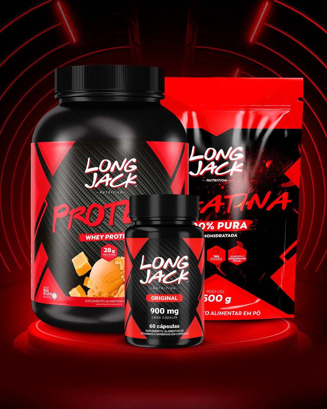 Kit Performance Total | Long Jack Original + Protein + Creatina 500g + Garrada Térmica Grátis